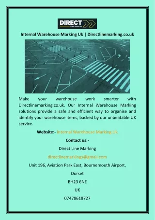 Internal Warehouse Marking Uk  Directlinemarking.co.uk