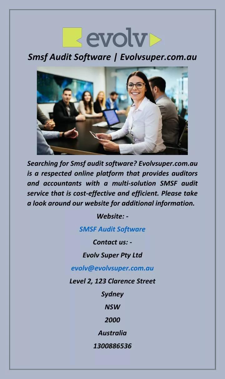 smsf audit software evolvsuper com au