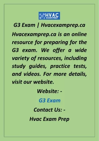 G3 Exam  Hvacexamprep.ca