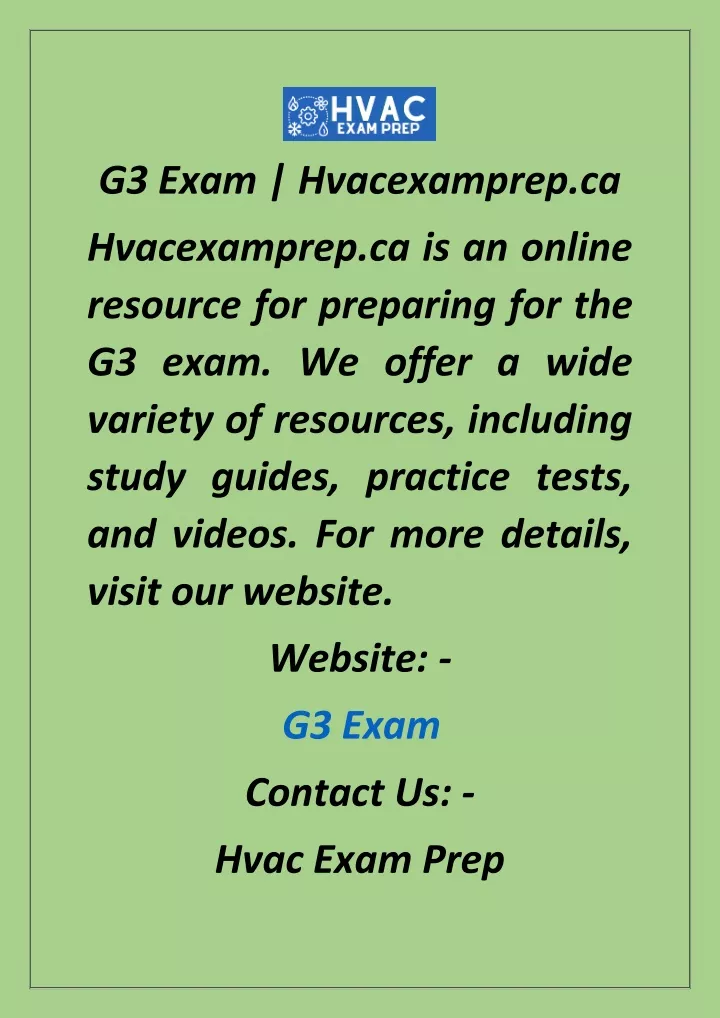 g3 exam hvacexamprep ca