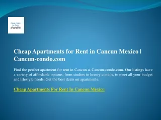 Cheap Apartments for Rent in Cancun Mexico  Cancun-condo.com