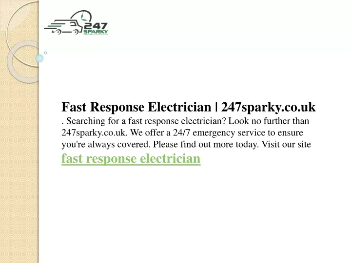 fast response electrician 247sparky