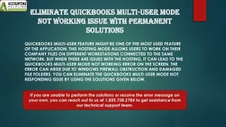 eliminate quickbooks multi user mode not working issue with permanent solutions
