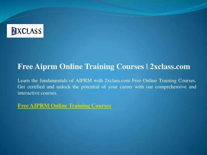 free aiprm online training courses 2xclass