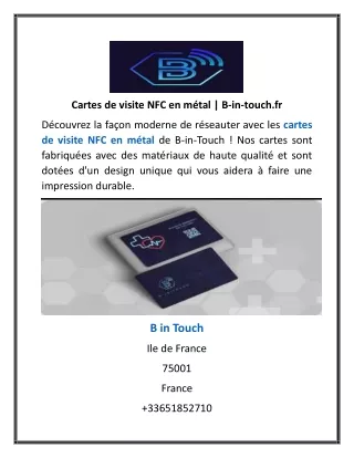 Cartes de visite NFC en métal  B-in-touch.fr