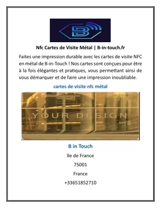 Nfc Cartes de Visite Métal  B-in-touch.fr