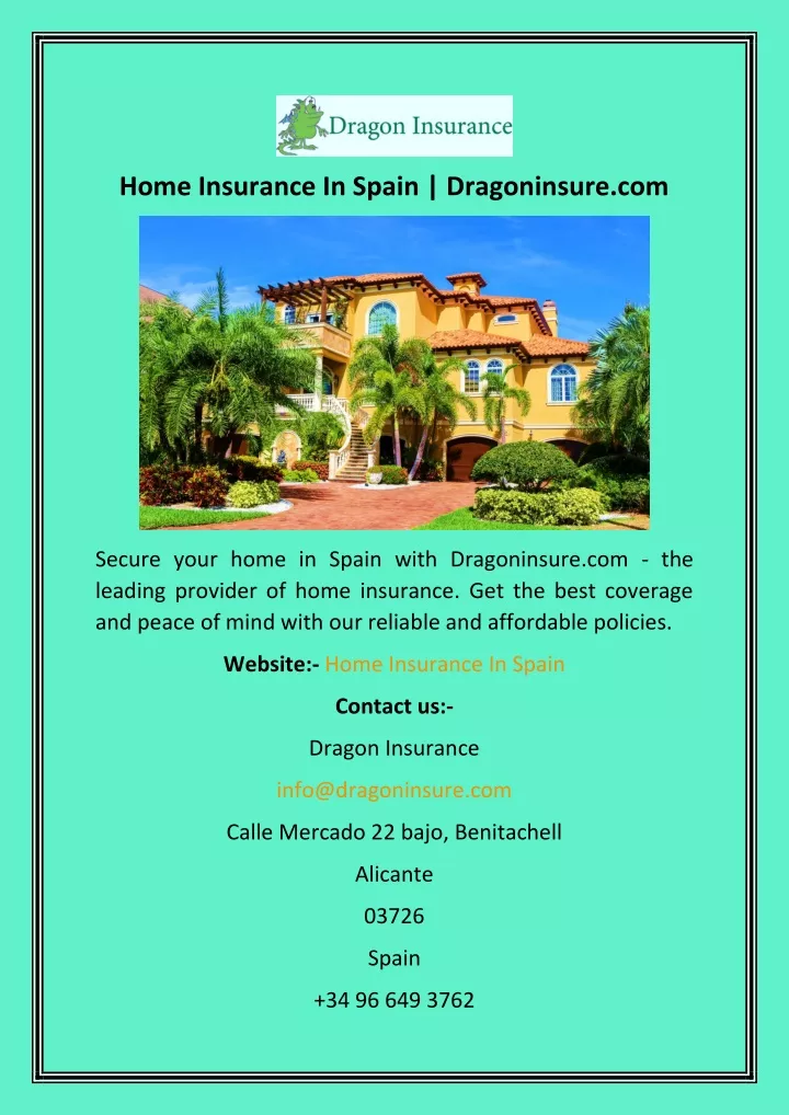 home insurance in spain dragoninsure com