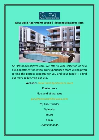 New Build Apartments Javea  Plotsandvillasjavea