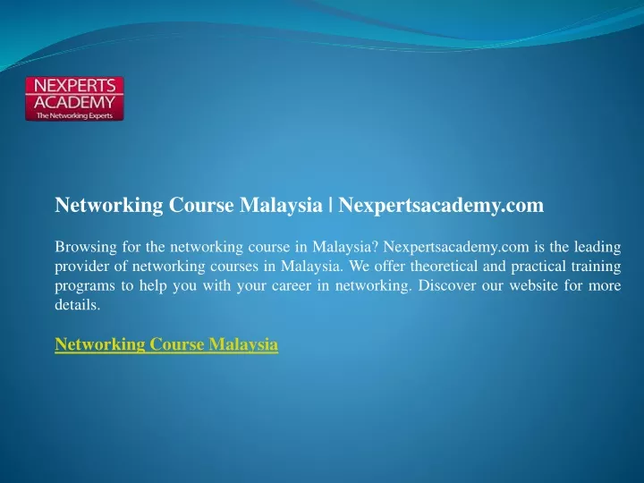 networking course malaysia nexpertsacademy