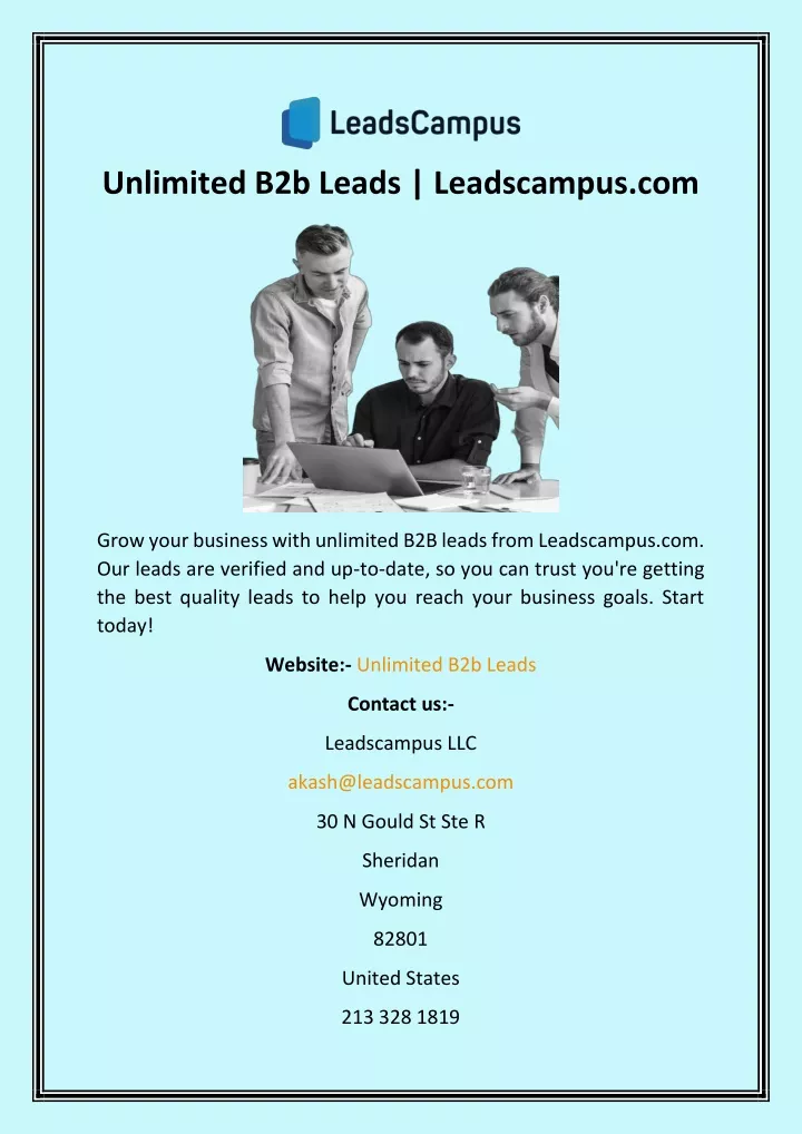 unlimited b2b leads leadscampus com