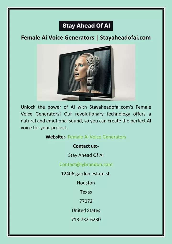 female ai voice generators stayaheadofai com