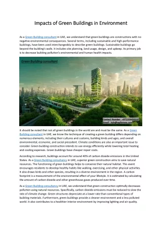 impacts of green buildings in impacts of green