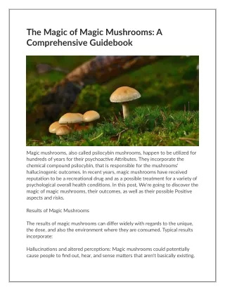 the magic of magic mushrooms a comprehensive
