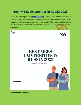 Best MBBS Universities in Russia 2023