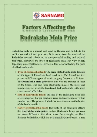 Factors Affecting the Rudraksha Mala Price