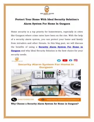 Protect Your Home With Ideal Security Solution's Alarm System For Home In Gurgaon