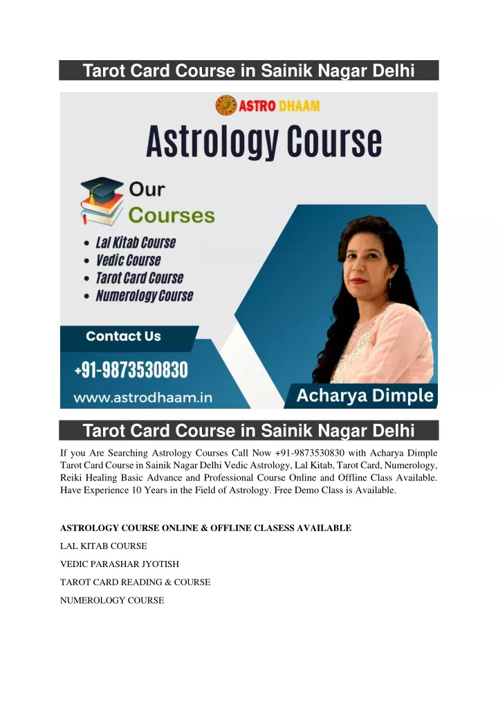 tarot card course in sainik nagar delhi