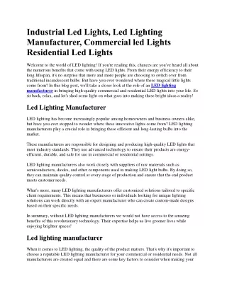 Industrial Led Lights, Led Lighting Manufacturer by Mayfair