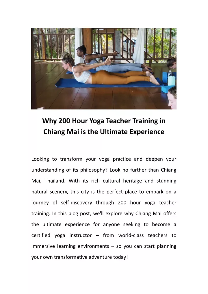 why 200 hour yoga teacher training in chiang