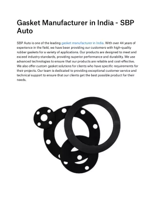 Gasket Manufacturer in India - SBP Auto