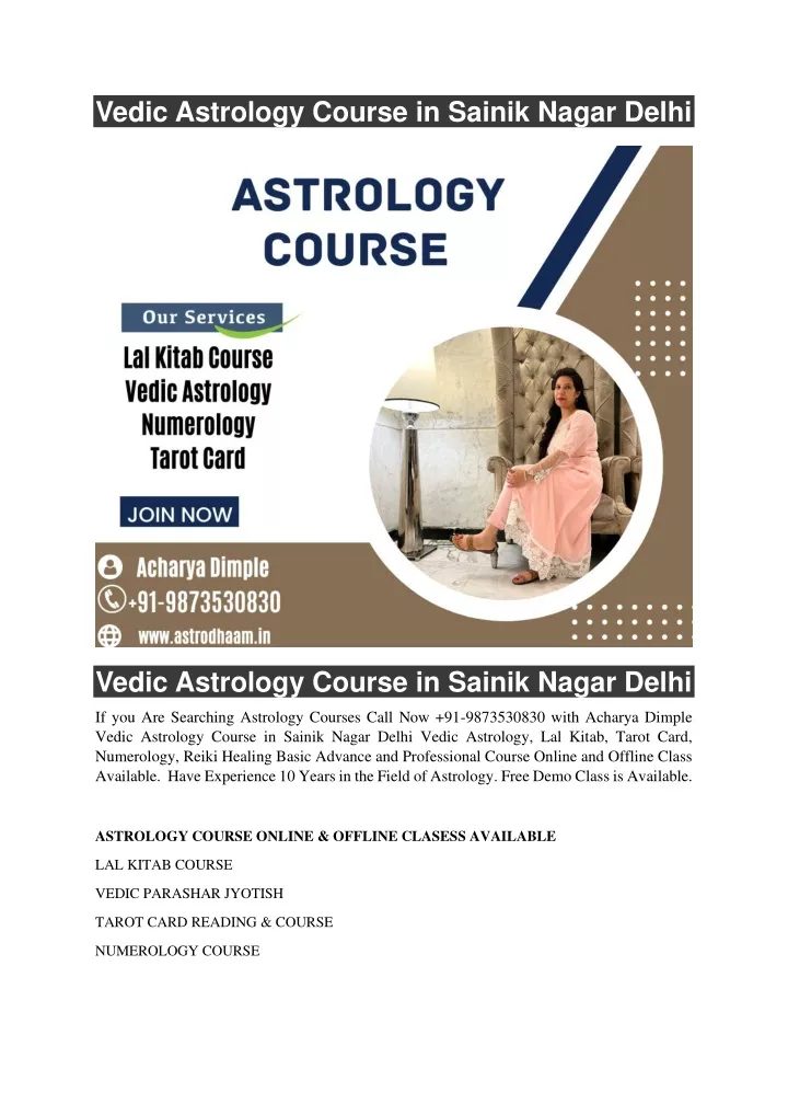 vedic astrology course in sainik nagar delhi