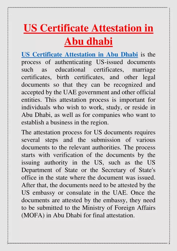 us certificate attestation in abu dhabi