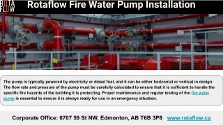 Rotaflow Fire Water Pump Installation