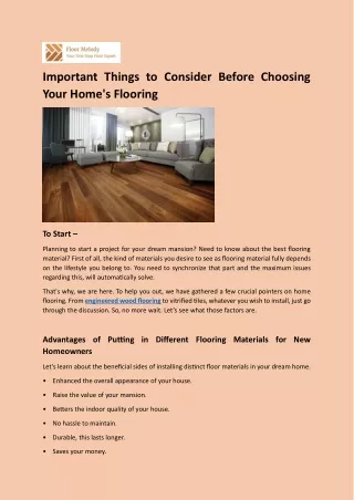 Important Things to Consider Before Choosing Your Home