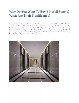 Why Do You Want To Buy 3D Wall Panels_ What Are Their Significance_.docx