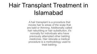 Hair Transplant Treatment in Islamabad