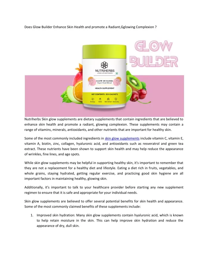 does glow builder enhance skin health and promote