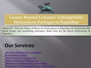 Luxury Beyond Compare Unforgettable Honeymoon Packages in Rajasthan