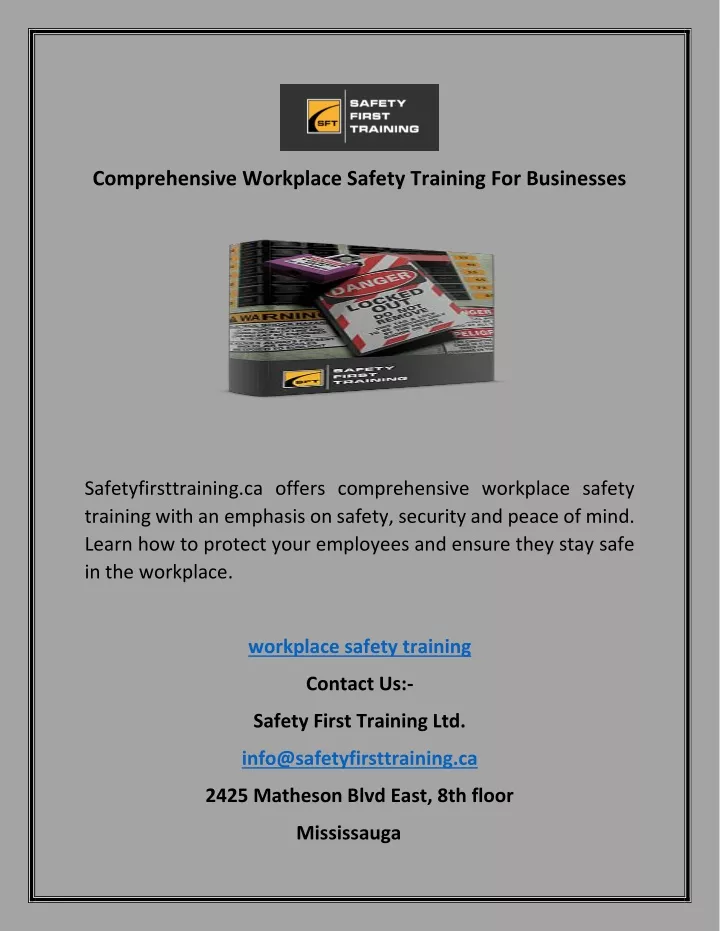 comprehensive workplace safety training