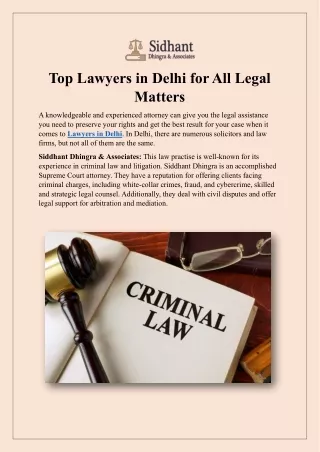 Top Lawyers in Delhi for All Legal Matters