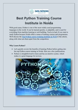 Deep Python Training Course Institute in Noida