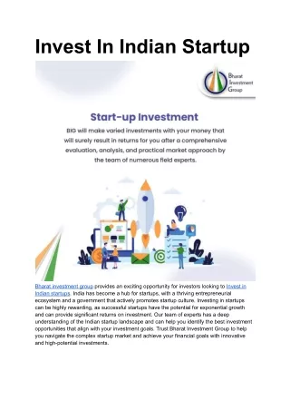 Invest In Indian Startup _Bharat Investment Group
