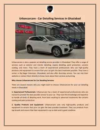 Urbancarcare - Car Detailing Services in Ghaziabad