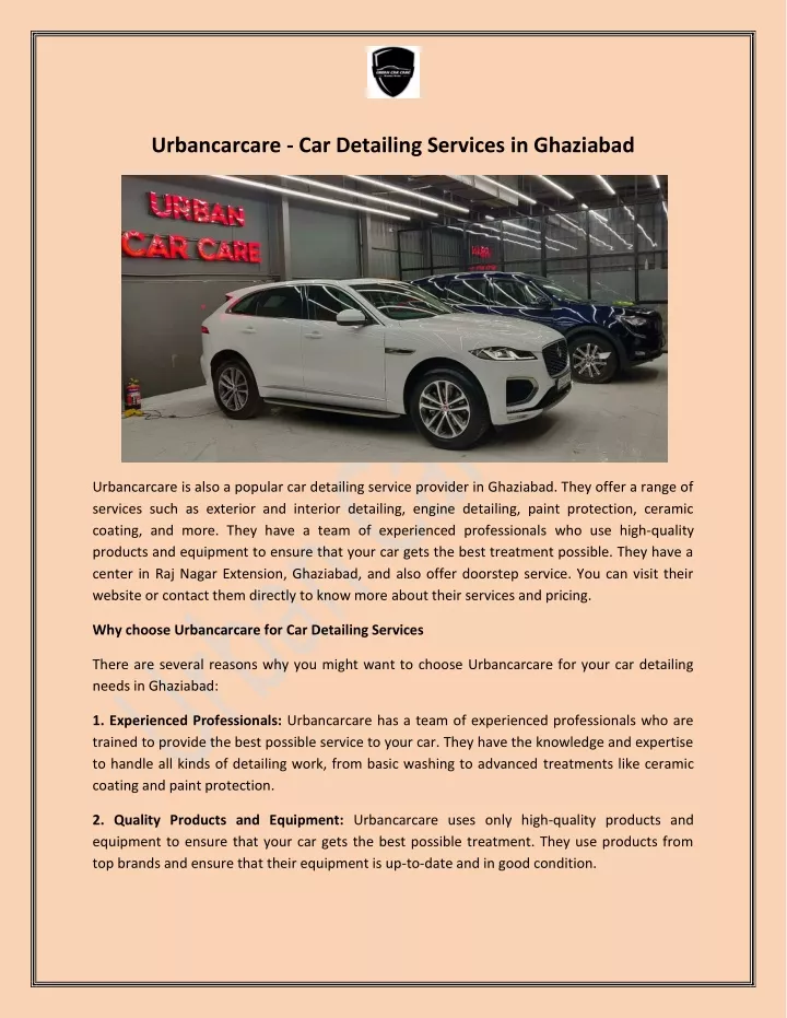 urbancarcare car detailing services in ghaziabad