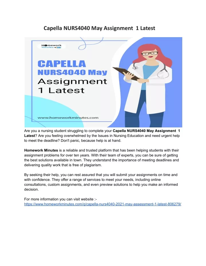 capella nurs4040 may assignment 1 latest