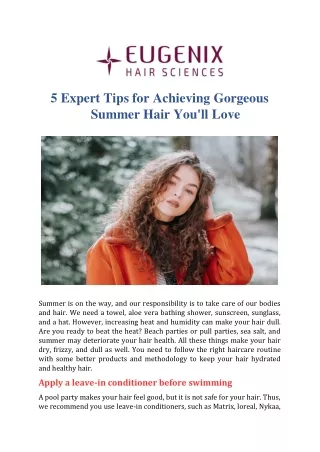 5 Expert Tips for Achieving Gorgeous Summer Hair You'll Love