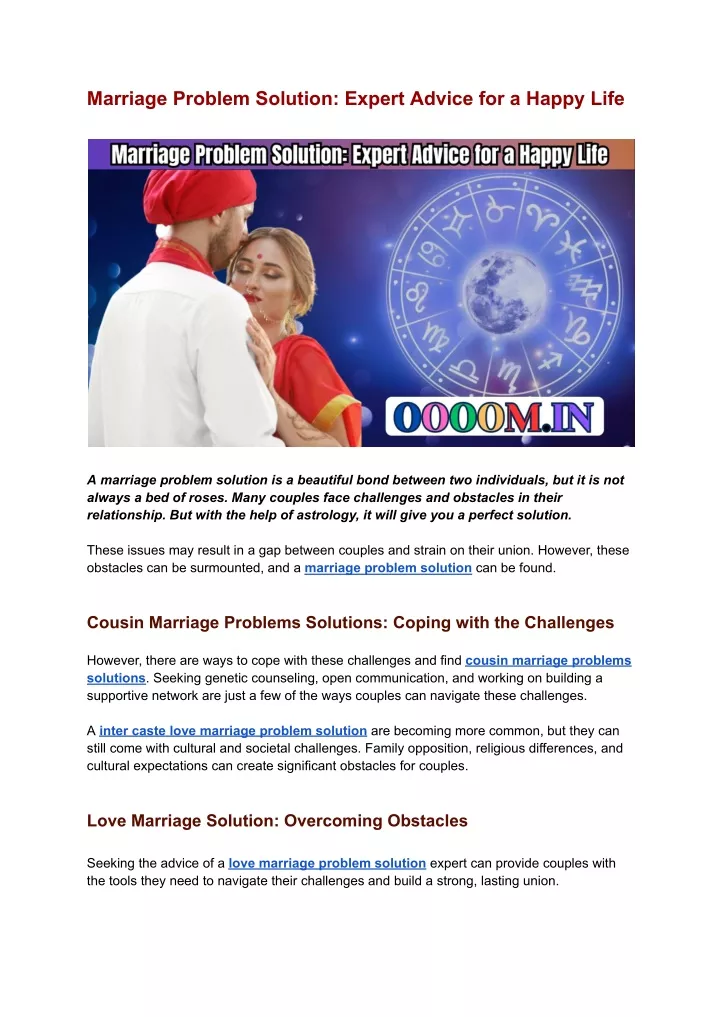 marriage problem solution expert advice