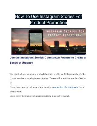 how to use instagram stories for product promotion