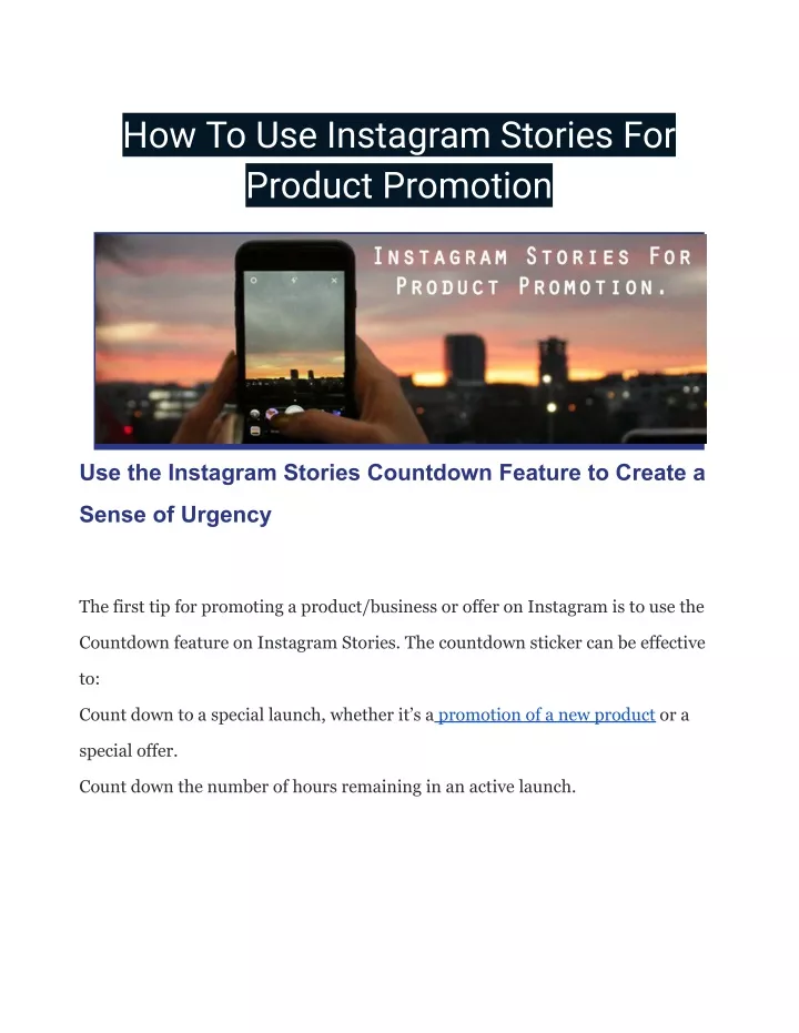 how to use instagram stories for product promotion