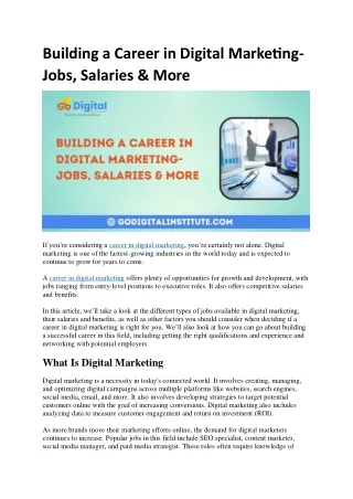 Building a Career in Digital Marketing-Jobs, Salaries & More
