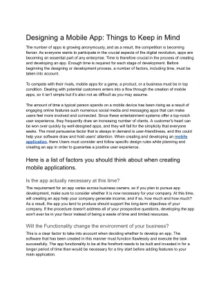 Designing a Mobile App  Things to Keep in Mind