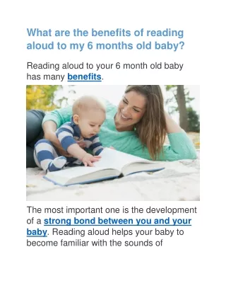 What are the benefits of reading aloud to my 6 months old baby