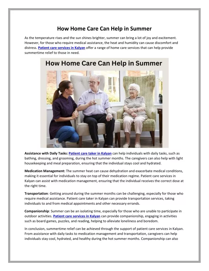 how home care can help in summer