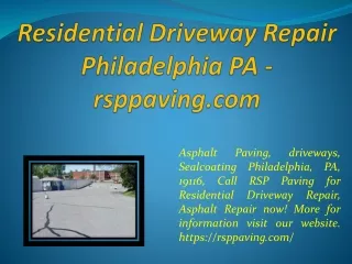 Residential Driveway Repair Philadelphia PA - rsppaving.com