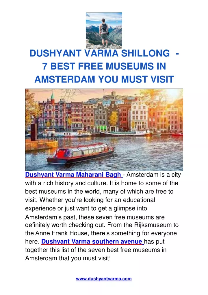 d u s h y a n t v a r m a s h i llo n g 7 best free museums in amsterdam you must visit