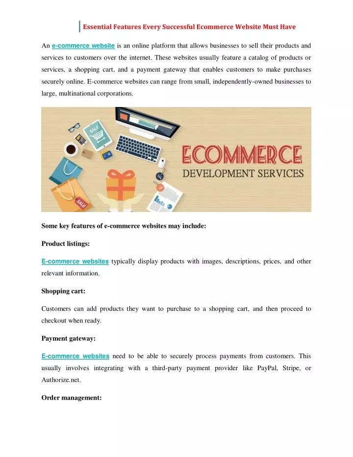 essential features every successful ecommerce